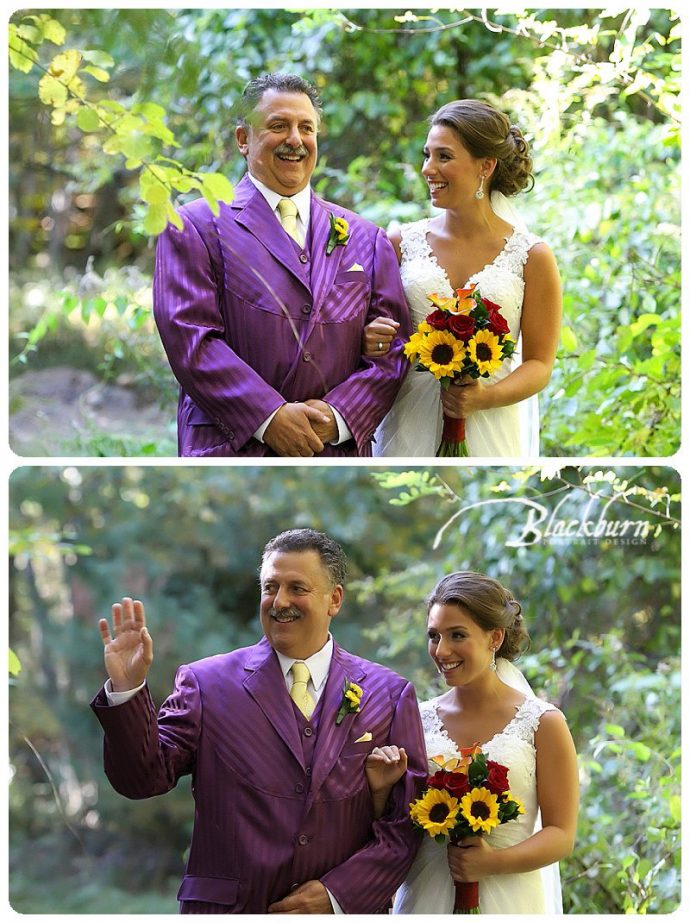 bride and dad before wedding ceremony photo