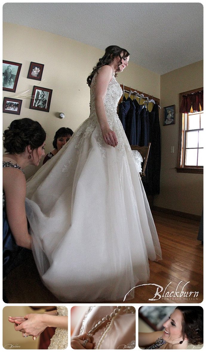 Bride getting dressed photos
